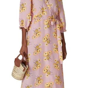 Madewell Pink Sundress with Bishop Sleeves and V-Neck